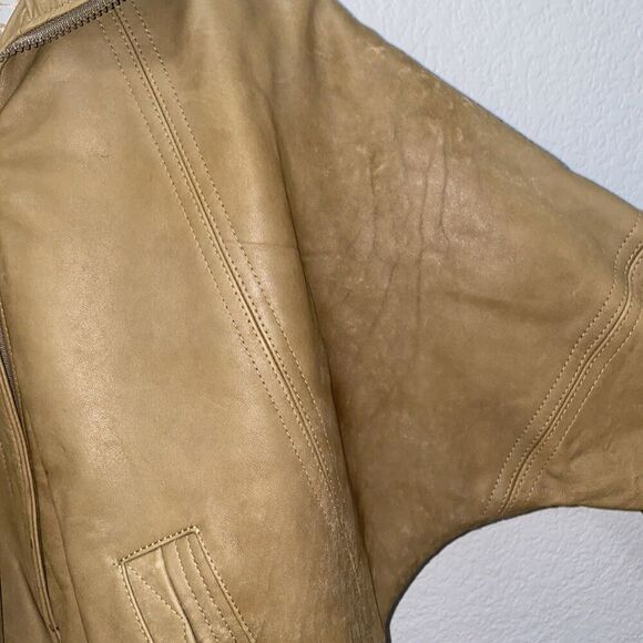 Lone Pine Womens Tan Leather Bomber Jacket Size Small - Picture 8 of 12